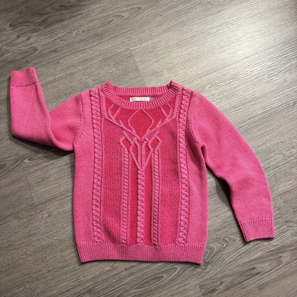 Deux Par Deux Pink Crew Neck Sweater Multiple Stitch Pattern on Front Sz.6Y - Picture 7 of 7